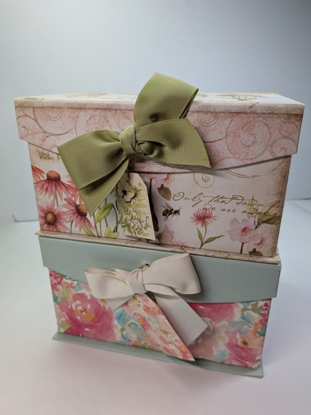Susan Winget Bird Floral Gift Box Bundle 4pc Magnetic Closure Shabby Chic - Picture 2 of 15